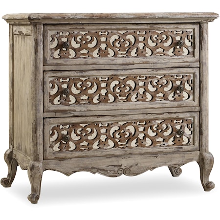 Traditional Fretwork Nightstand with 3 Drawers