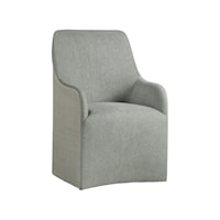 Upholstered Dining Host Chair with Cane Accents and Casters
