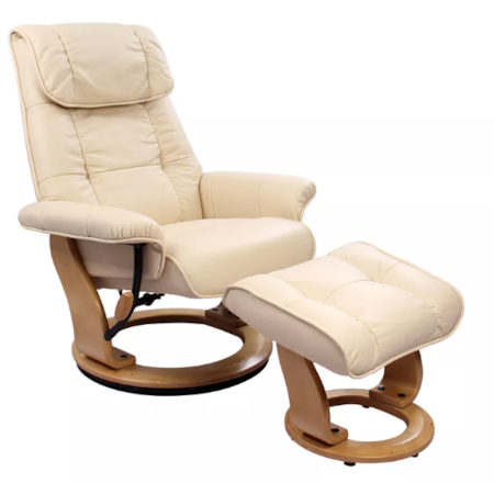 Reclining Chair and Ottoman w/ Light Wood