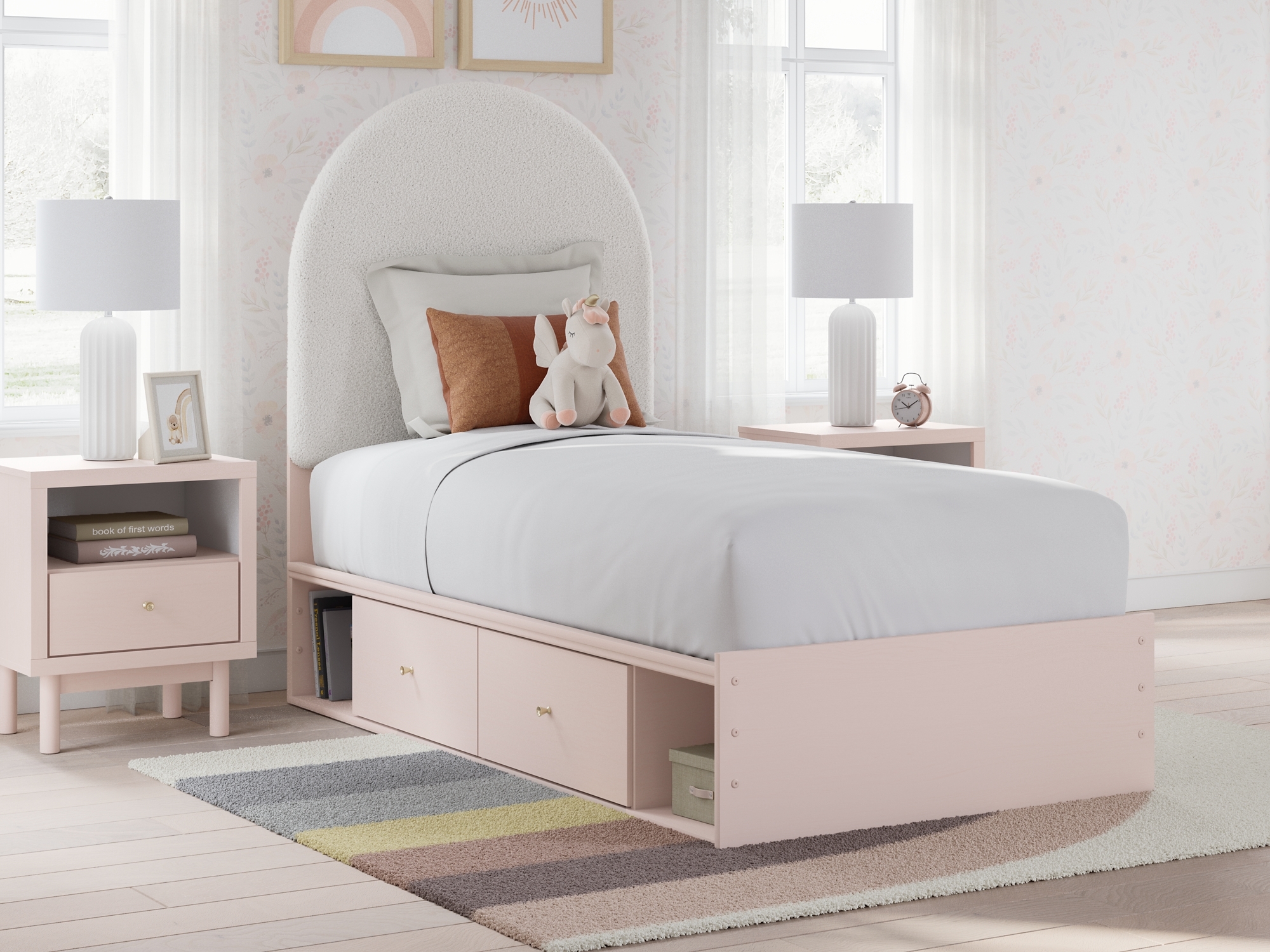 Twin Upholstered Panel Bed With Storage