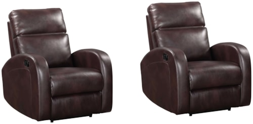 Contemporary Manual Recliner with Sloped Arms (Set of 2)