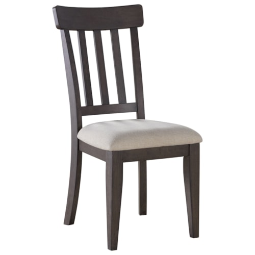 Transitional Upholstered Side Chair with Slat Back