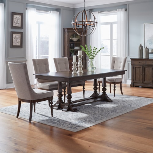 Transitional 5-Piece Trestle Dining Set