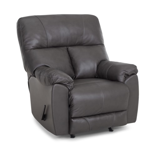 Casual Manual Rocker Recliner with Pillow Arms