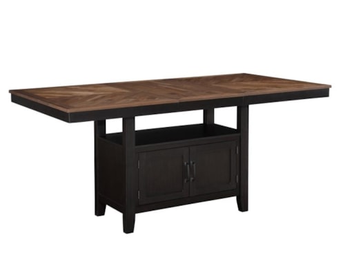 Contemporary Farmhouse Counter Height Storage Table with 20" Leaf