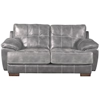 Casual Two Seat Loveseat with Exposed Wood Feet