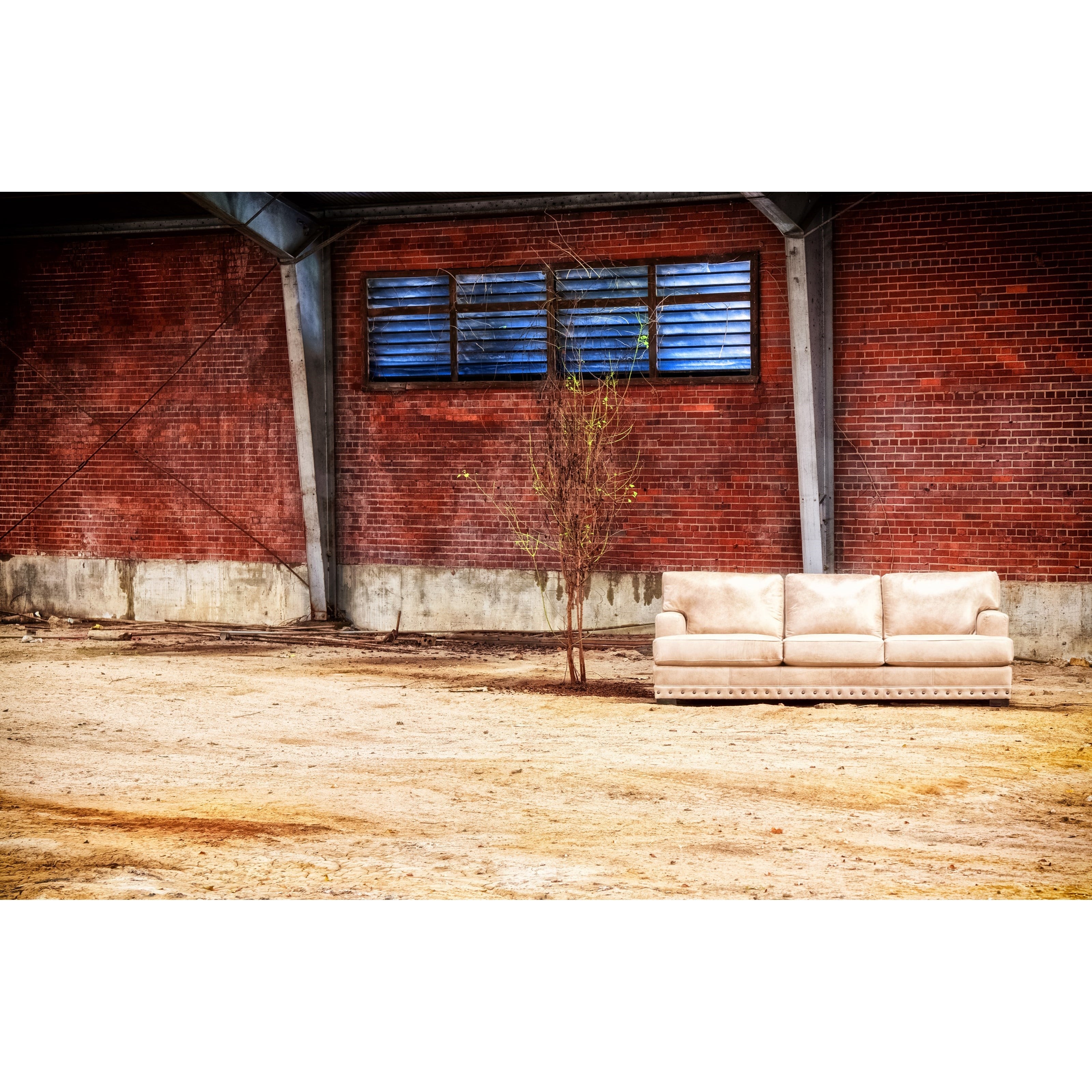 Leather Track Arm Sofa