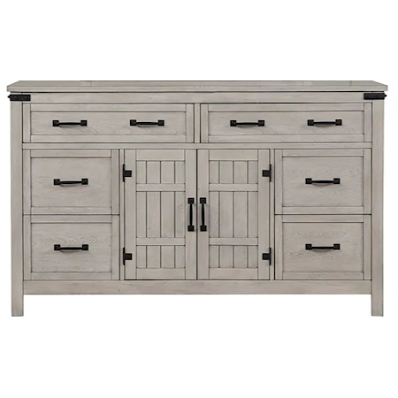 Rustic 6-Drawer Dresser with Felt-Lined Top Drawers