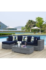 Modway Summon Summon Coastal 7-Piece Patio Sunbrella® Dining Set - Gray/Tuscan