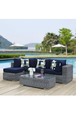 Modway Summon Summon Coastal Outdoor Patio Sunbrella® Ottoman - Gray/Beige