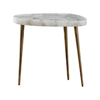 Contemporary Short Side Table with Antique Satin Brass Legs