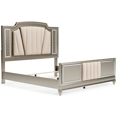 Glam King Upholstered Panel Bed with LED Lighting