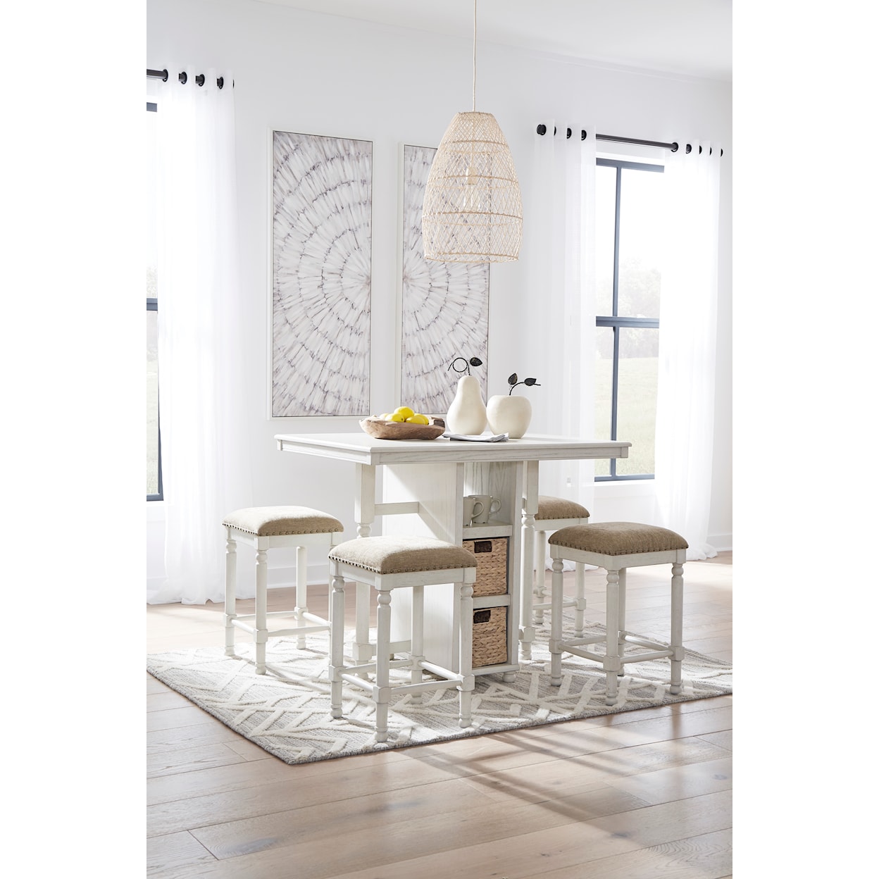 Ashley Signature Design Robbinsdale Counter Table and Bar Stools (Set of 5)