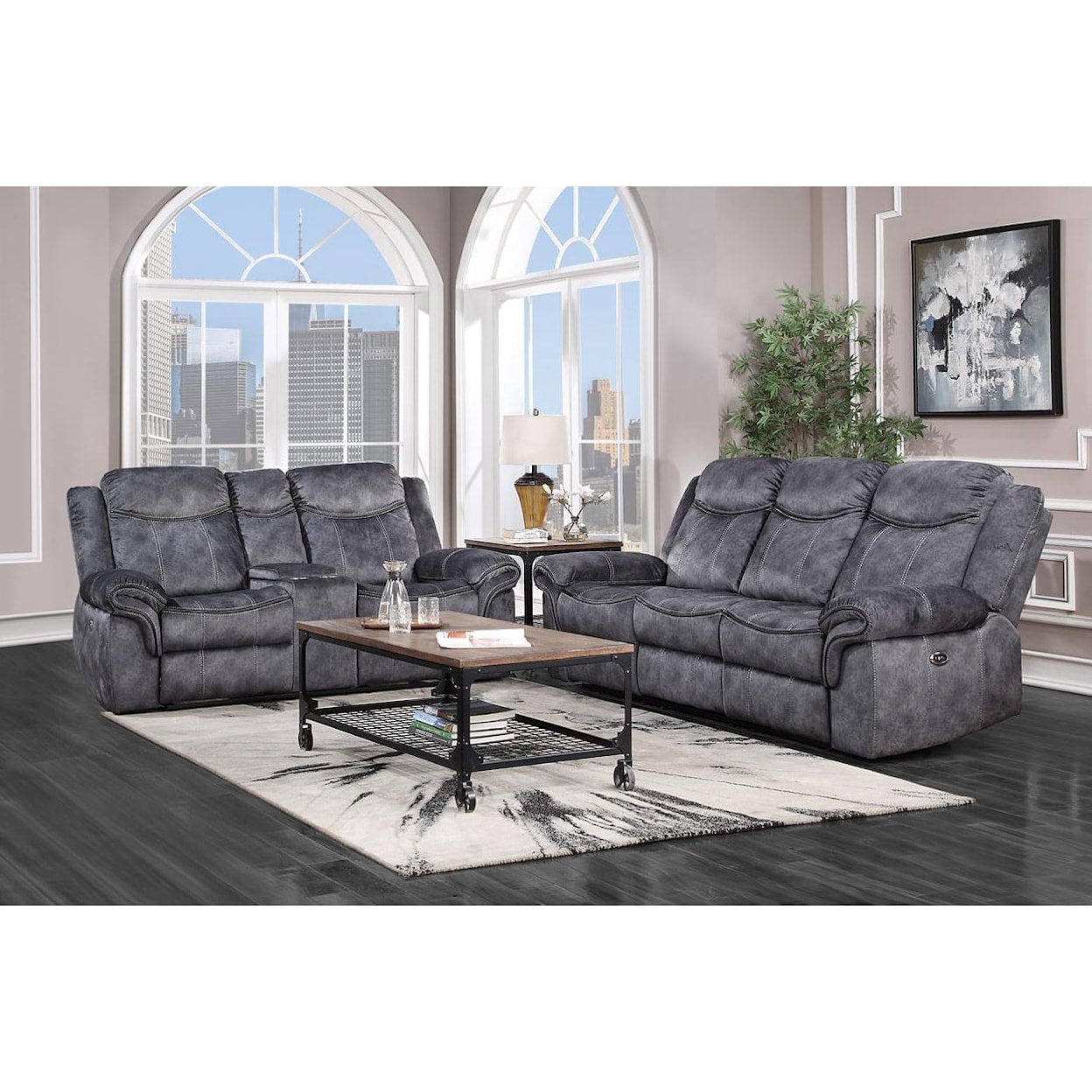 Global Furniture U2200 Power Console Reclining Loveseat