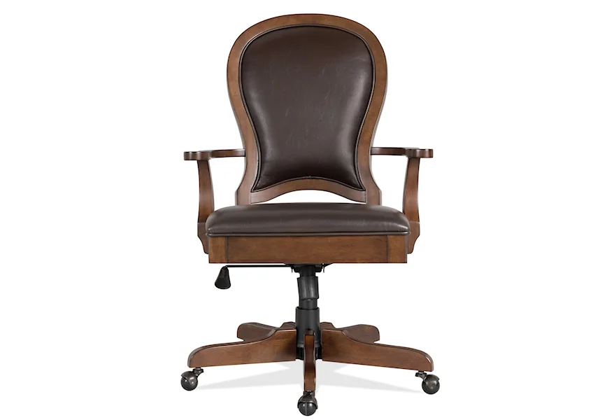 Clinton Hill Round Back Leather Desk Chair by Riverside Furniture at Zak's Home