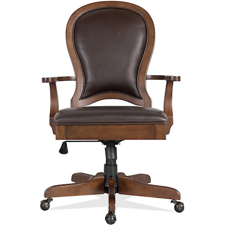 Round Back Leather Desk Chair