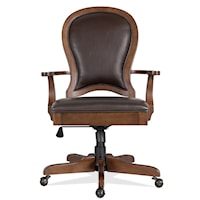 Traditional Round Back Leather Desk Chair