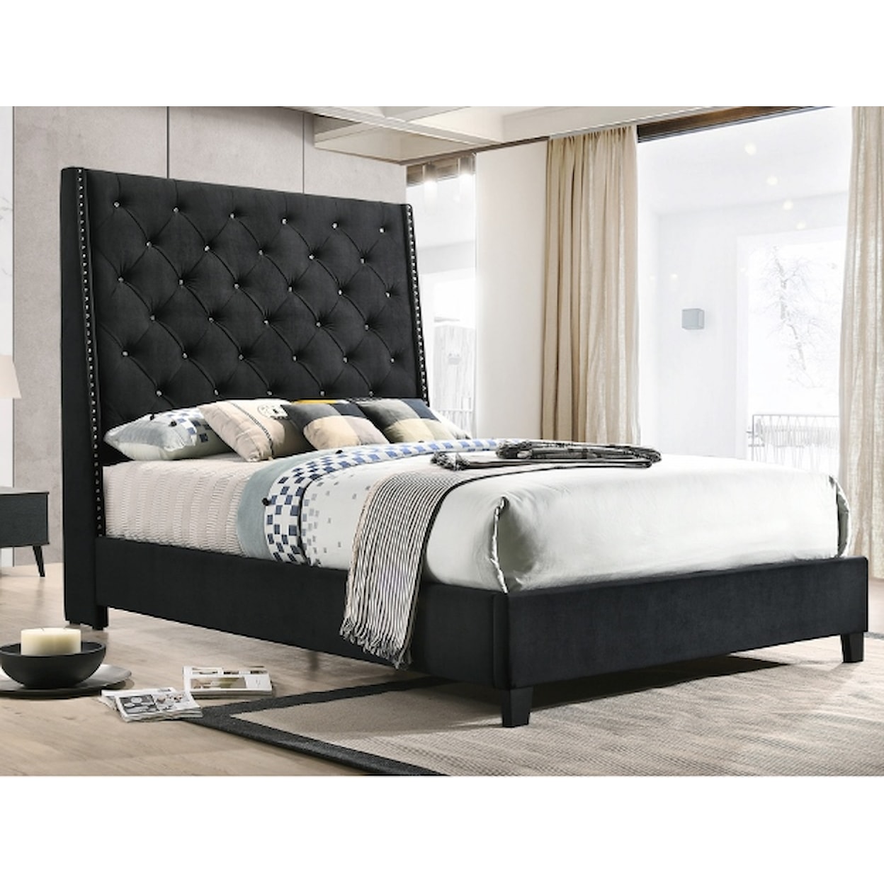 Crown Mark Chantilly California King Upholstered Bed