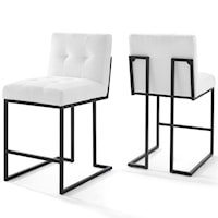 Black Stainless Steel Upholstered Fabric Counter Stool Set of 2