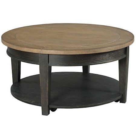 Transitional Round Coffee Table with Removable Casters