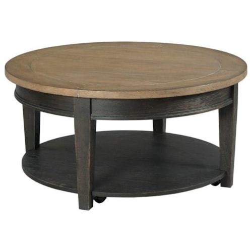 Transitional Round Coffee Table with Removable Casters
