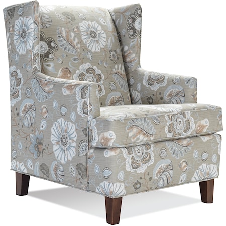 Transitional Accent Chair with Winged Back and Tapered Legs