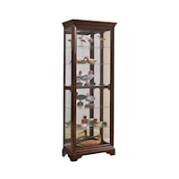 Traditional Living Room Curio Cabinet with Mirrored Back