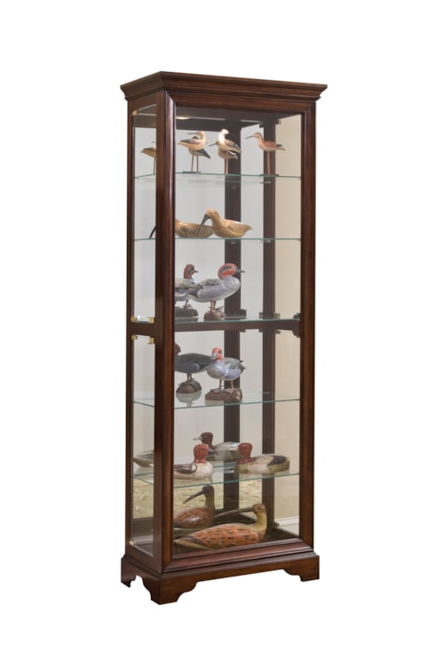 Traditional Living Room Curio Cabinet with Mirrored Back
