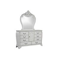 Traditional 8-Drawer Dresser with Arched Mirror