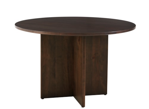 Transitional 48" Round Dining Table with Wooden Pedestal Base