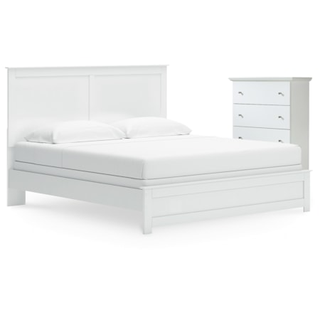 King Panel Bed And Chest