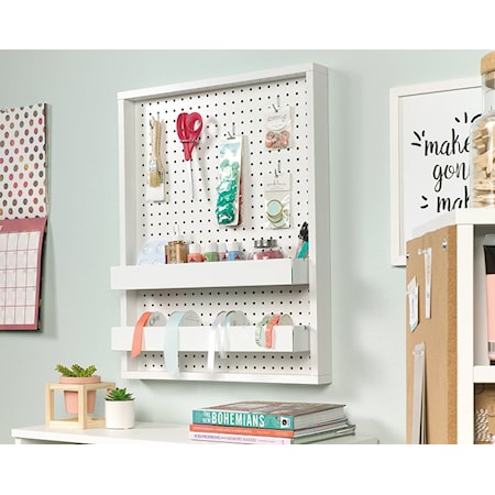 Wall Mounted Pegboard with Tray Storage