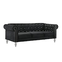 Glam Crystal Sofa with Button Tufting
