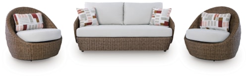 Outdoor Loveseat/2 Swivel Chairs (Set Of 3)