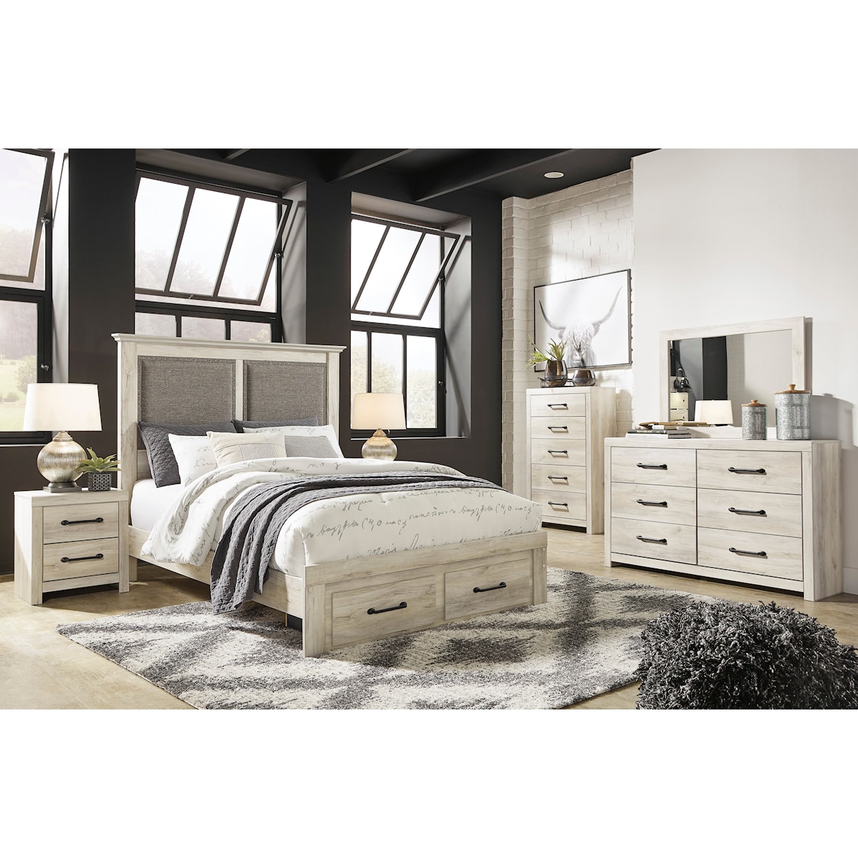 Ashley Signature Design Cambeck King Upholstered Bed w/ Footboard Storage