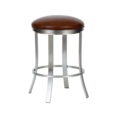 Bali Flat Swivel Backless Brush Stainless Steel Counter Stool With Welt