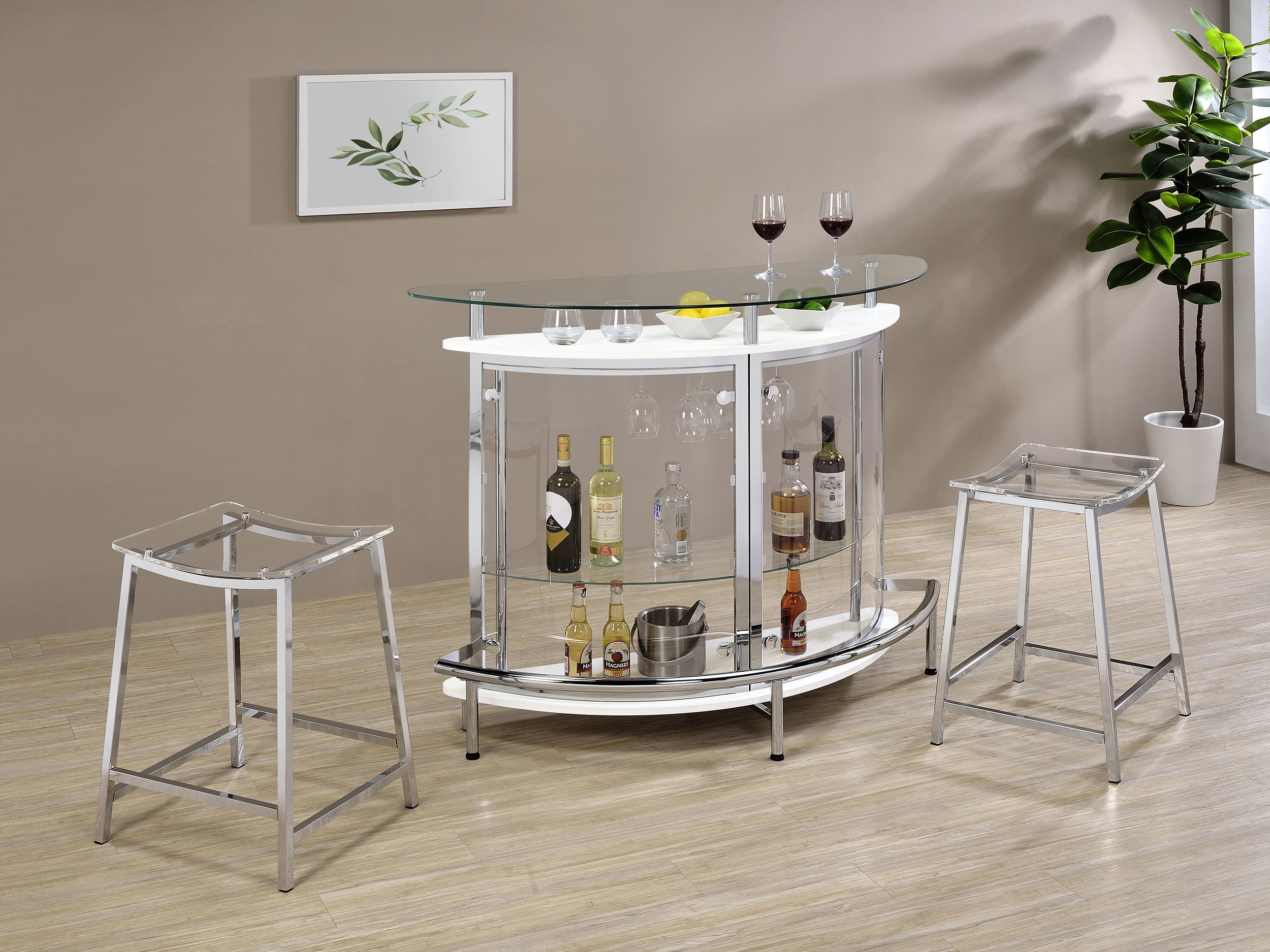 Coaster Amarillo Freestanding Glass Top Home Bar Wine Cabinet