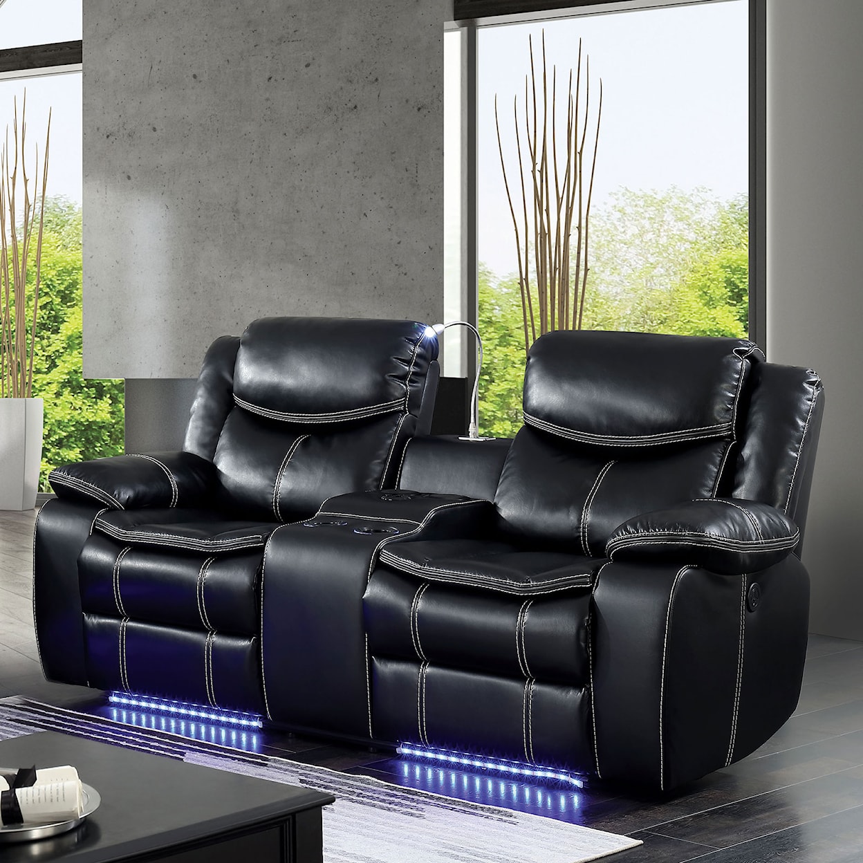 Furniture of America Sirius Power Reclining Sofa and Loveseat Set