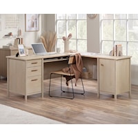 Transitional L-Shaped Office Desk with Slide-out Keyboard/Mousepad