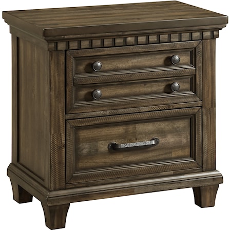 Traditional 2-Drawer Nightstand with USB Port