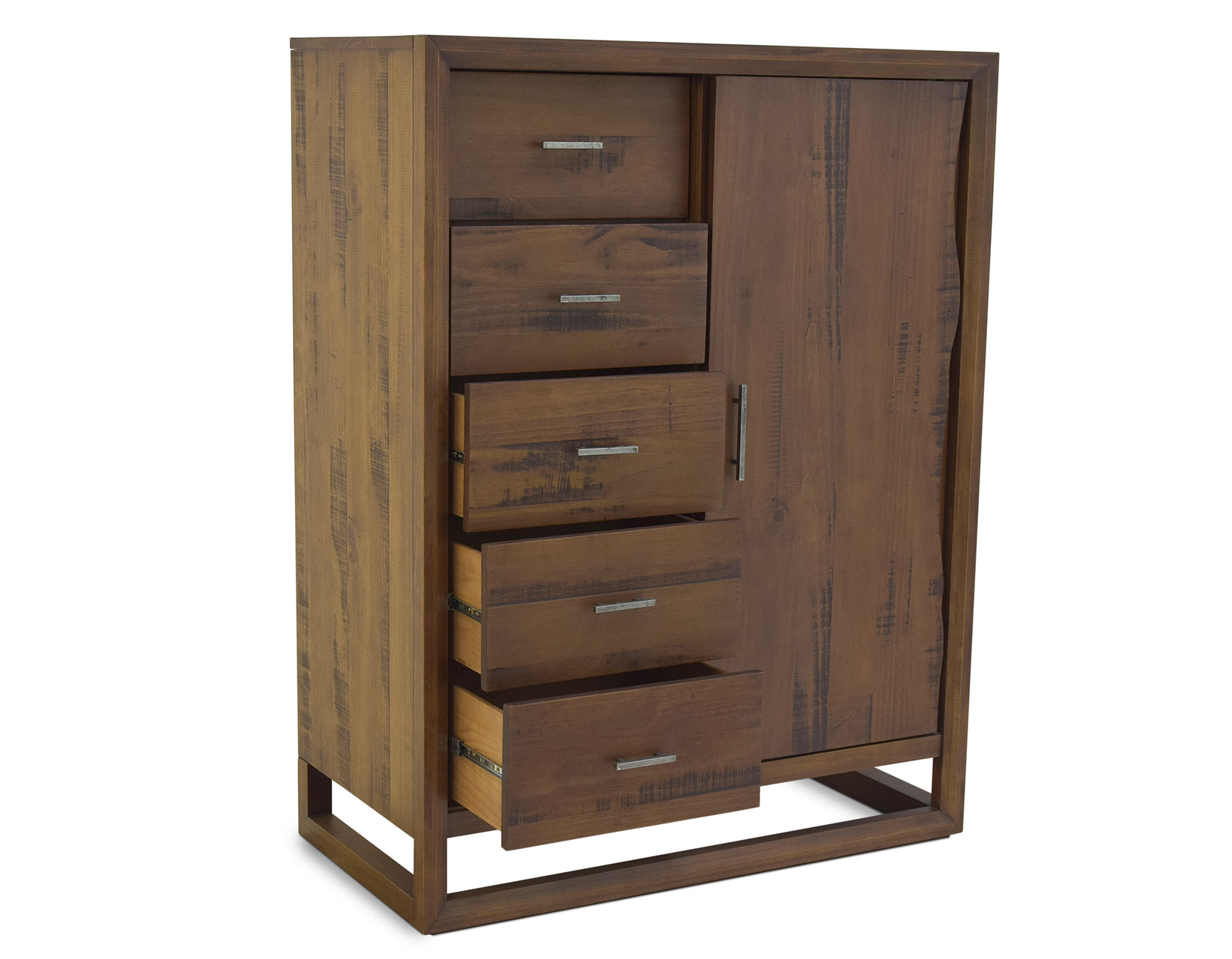 Steve Silver Lofton LF900GC Rustic Gentleman's Chest with Sliding Door Dunk & Bright Furniture