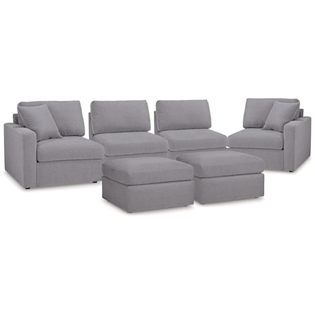 4-Piece Sectional And 2 Ottomans