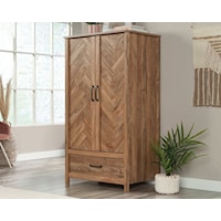 Farmhouse Two-Door Wardrobe Cabinet with Lower Storage Drawer