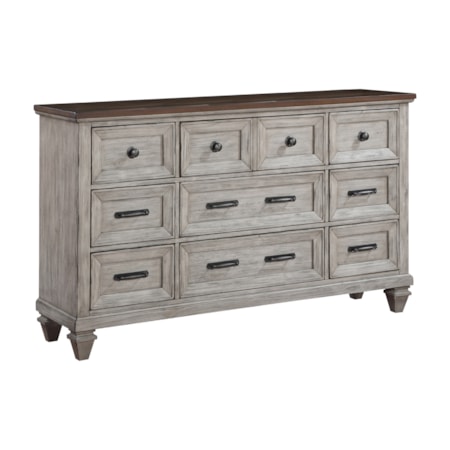 9-Drawer Dresser with Landscape Mirror