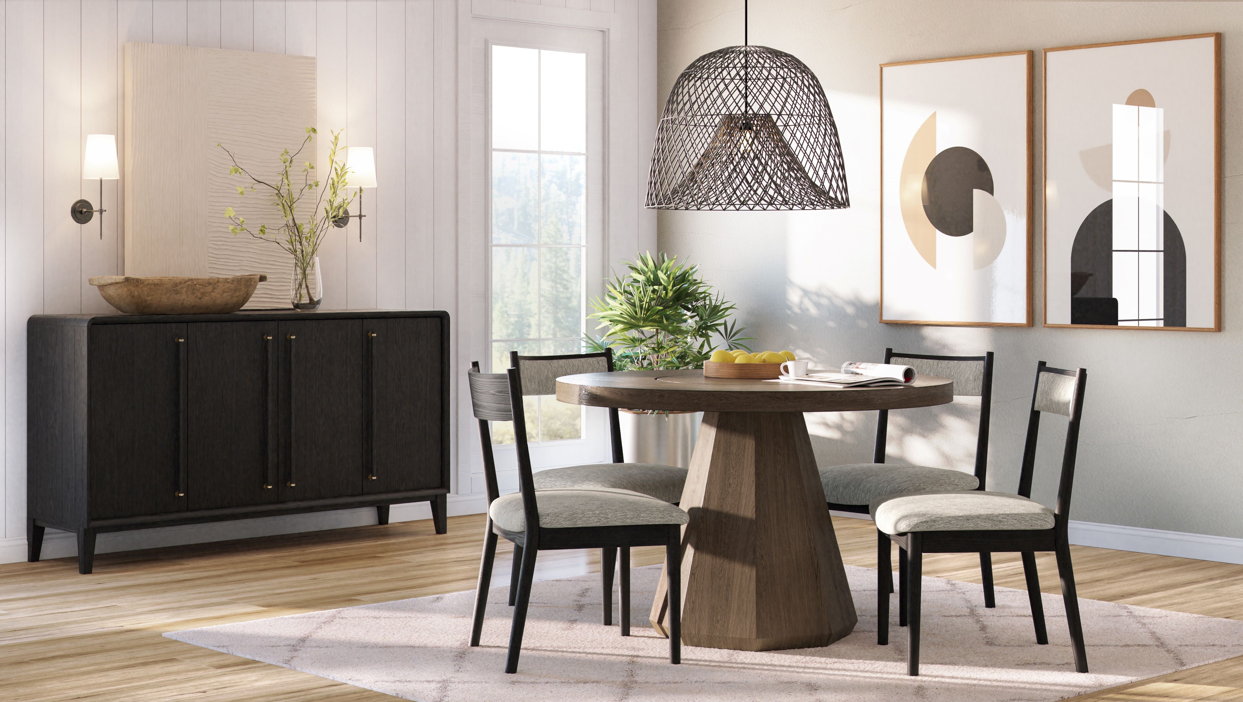 Bernards ELURE 54" Round Pedestal Dining Table w/Lazy Susan