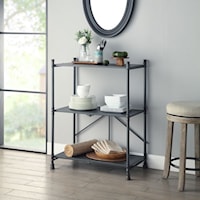 Industrial Folding Console Table with Open Shelving