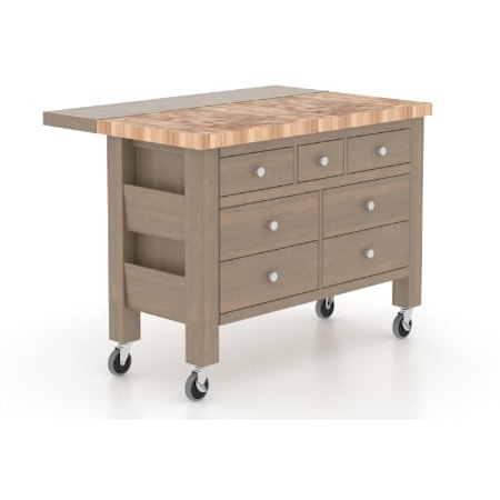 Transitional Kitchen Island with Wheels and Drop Leaf
