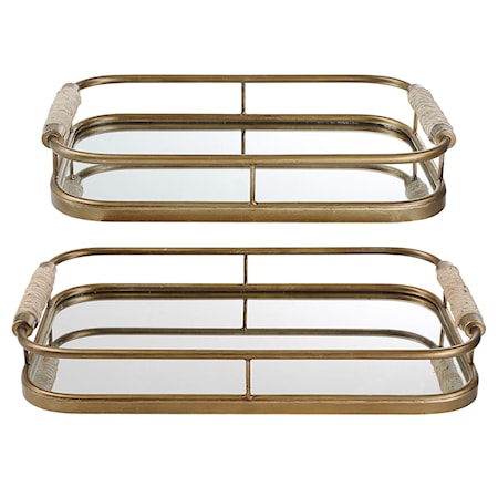 Rosea Brushed Gold Trays S/2