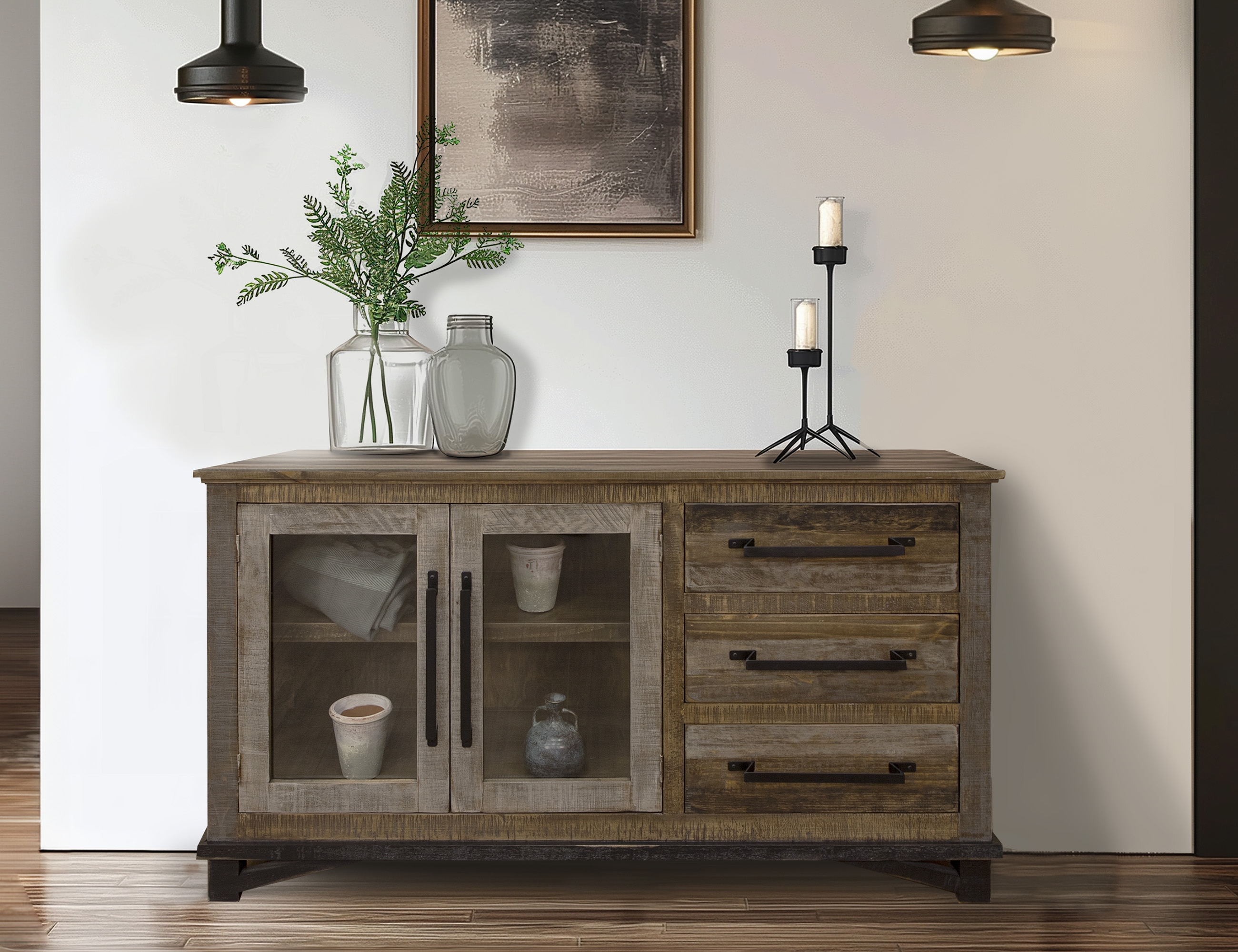 International Furniture Direct Loft Brown 3-Drawer Buffet