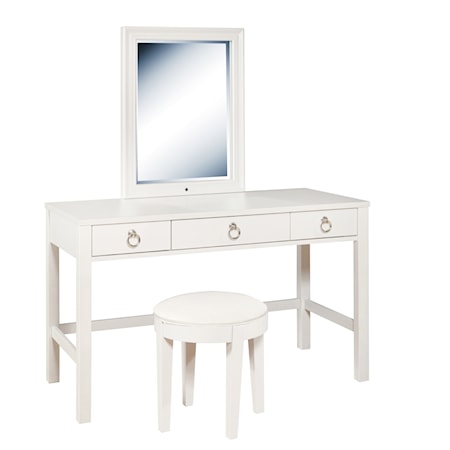 3-Drawer Vanity Desk and Stool